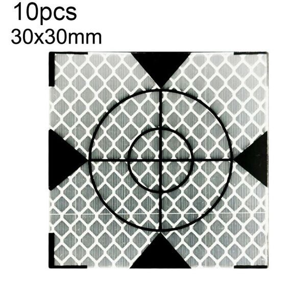 10 pezzi FP001 Adesivo riflettente per mappatura tunnel diamante Adesivo punto di misurazione monitoraggio, dimensioni: 30x30mm con triangolo