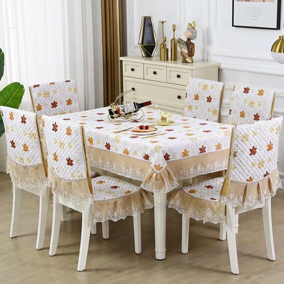 Copertura antiscivolo per tavolo da pranzo/sedia per la casa, dimensioni: tovaglie 130x180 cm (caffè in foglia d'acero)