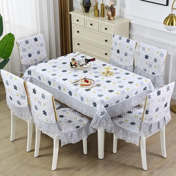 Copertura antiscivolo per tavolo da pranzo/sedia per la casa, dimensioni: tovaglie 150x200 cm (foglia d'acero grigia)