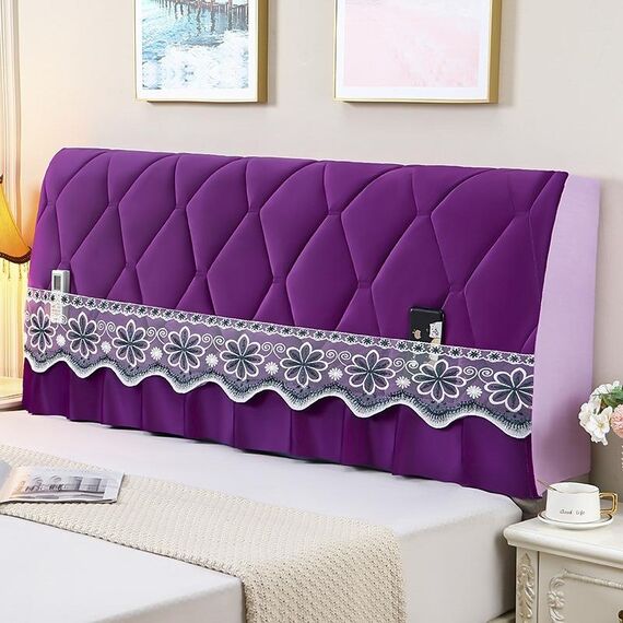 Copriletto protettivo in tessuto spesso trapuntato anti-collisione all-inclusive, dimensioni: 60x220 cm (otto petali viola)