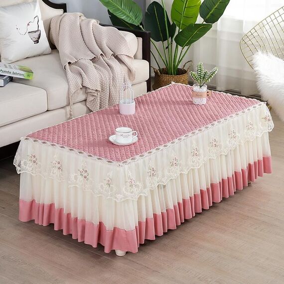 Tovaglia rettangolare in tessuto semplice in pizzo, dimensioni: 65x130 cm (velluto rosa pelle di pesca)