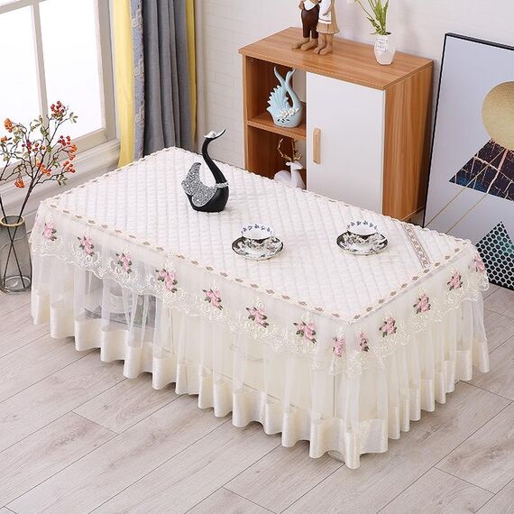 Tovaglia rettangolare in pizzo di tessuto semplice, dimensioni: 80x140 cm (bianco velluto italiano)