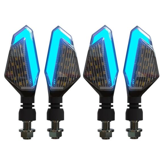 MK-236 4pcs 22LED moto V linea due colori luce di svolta segnale angolo luce (giallo blu)