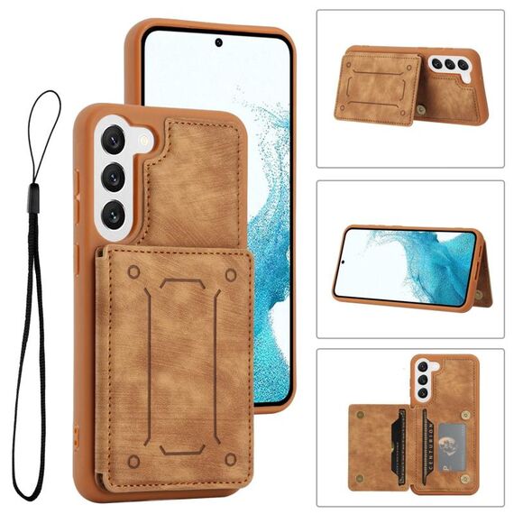 Per Samsung Galaxy S23+ 5G Dream Cover posteriore magnetica Custodia a portafoglio per telefono (marrone)
