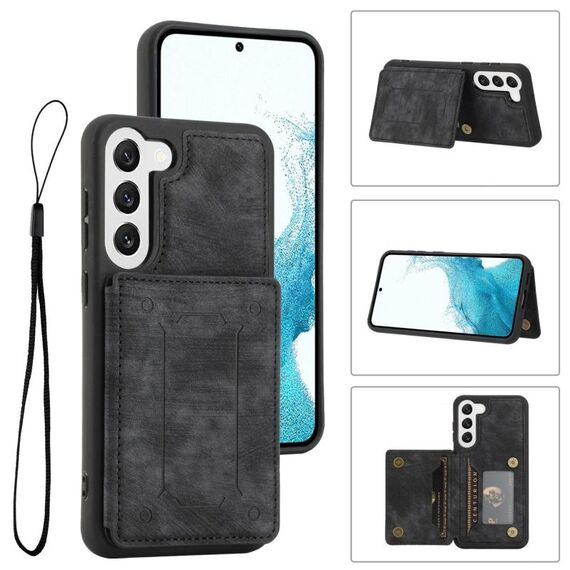 Per Samsung Galaxy S22 + 5G Dream Cover posteriore magnetica Custodia per telefono a portafoglio (nero)