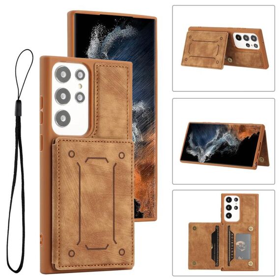 Per Samsung Galaxy S22 Ultra 5G Dream Cover posteriore magnetica Custodia a portafoglio per telefono (marrone)