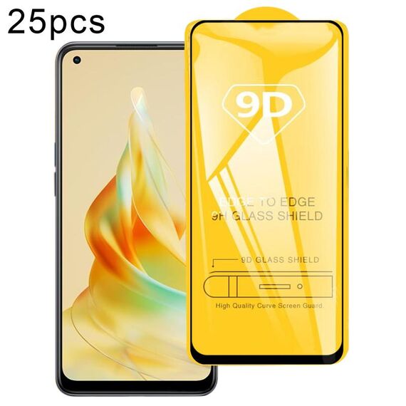 Per OPPO Reno8 T 4G 25 pezzi 9D Full Glue Pellicola in vetro temperato a schermo intero