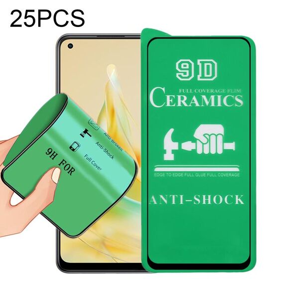 Per OPPO Reno8 T 4G 25 pezzi 9D Pellicola ceramica a colla intera a schermo intero
