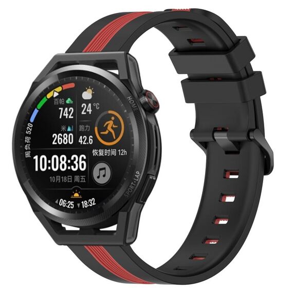 Per Huawei Watch GT Runner 22mm Cinturino in silicone bicolore verticale (nero + rosso)