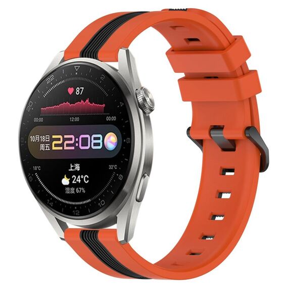 Per Huawei Watch 3 Pro Cinturino in silicone bicolore verticale da 22 mm (arancione + nero)