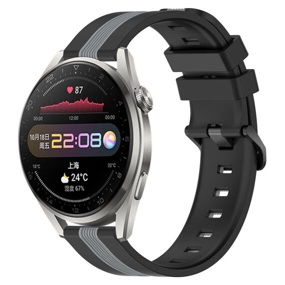 Per Huawei Watch 3 Pro Cinturino in silicone bicolore verticale da 22 mm (nero + grigio)