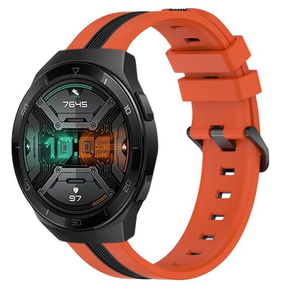 Per Huawei Watch GT 2E 22mm Cinturino in silicone bicolore verticale (arancione + nero)