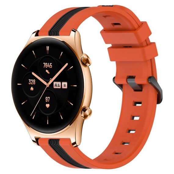 For Honor Watch GS 3 22mm Cinturino in silicone bicolore verticale (arancione + nero)