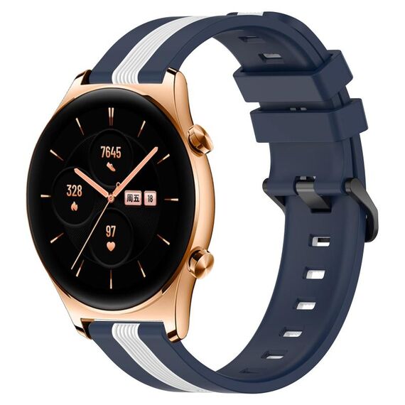 For Honor Watch GS 3 22mm Cinturino in silicone bicolore verticale (blu + bianco)