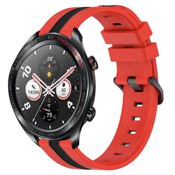 For Honor Watch Dream 22mm Cinturino in silicone bicolore verticale (rosso + nero)