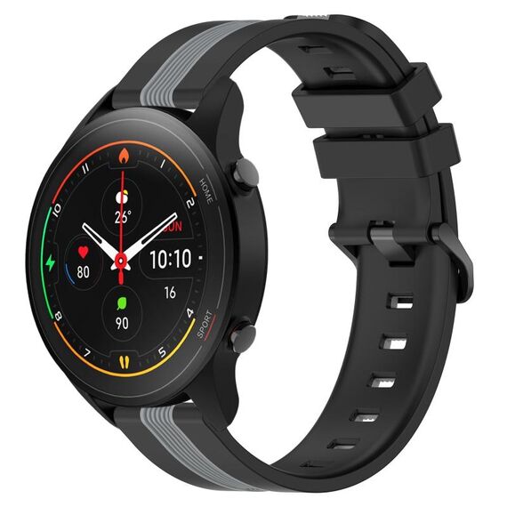 Per Xiaomi MI Watch S1 Pro Cinturino in silicone bicolore verticale da 22 mm (nero + grigio)
