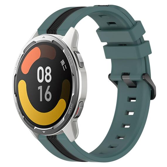 Per Xiaomi MI Watch Color 2 22mm Cinturino in silicone bicolore verticale (verde + nero)