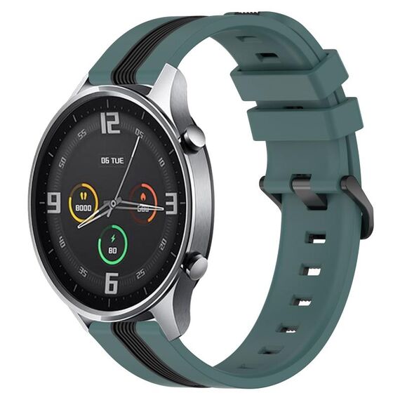 Per Xiaomi MI Watch Color 22mm Cinturino in silicone bicolore verticale (verde + nero)