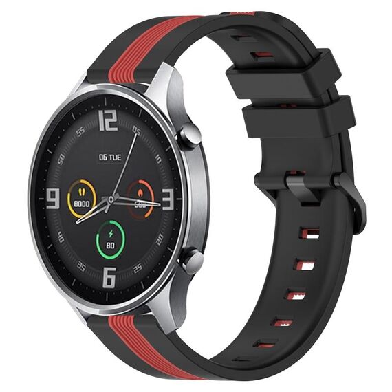 Per Xiaomi MI Watch Color 22mm Cinturino in silicone bicolore verticale (nero + rosso)