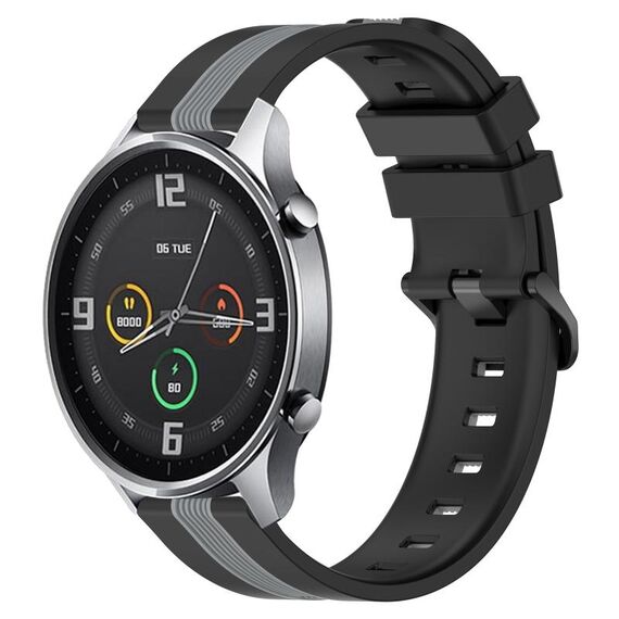 Per Xiaomi MI Watch Color 22mm Cinturino in silicone bicolore verticale (nero + grigio)