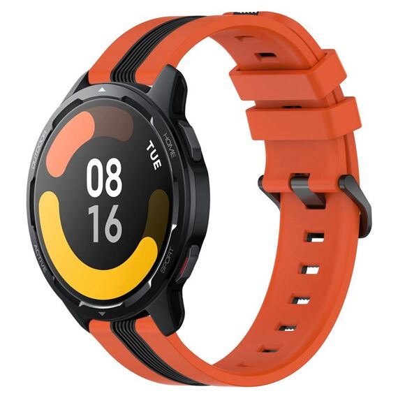 Per Xiaomi MI Watch S1 Active 22mm Cinturino in silicone bicolore verticale (arancione + nero)