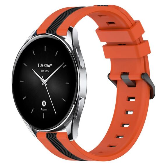 Per Xiaomi MI Watch S2 42mm 22mm Cinturino in silicone bicolore verticale (arancione + nero)