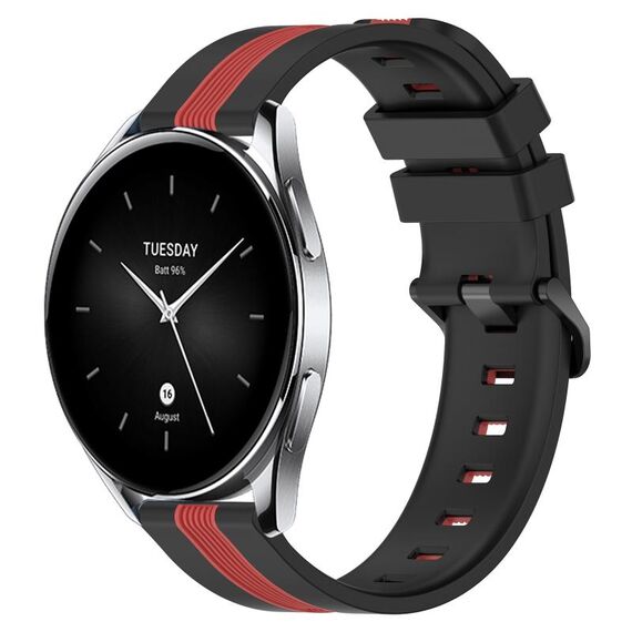 Per Xiaomi MI Watch S2 46mm 22mm Cinturino in silicone bicolore verticale (nero + rosso)