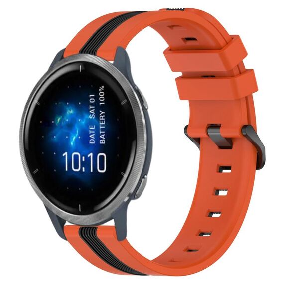Per cinturino in silicone bicolore verticale da 22 mm Garmin Venu 2 (arancione + nero)