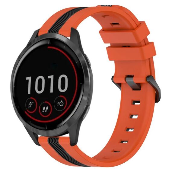 Per cinturino in silicone bicolore verticale da 22 mm Garmin Vivoactive 4 (arancione + nero)