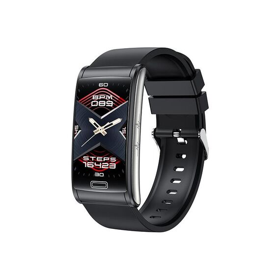 E600 Schermo a colori da 1,47 pollici Smart Watch Supporto per cinturino in silicone Monitoraggio della frequenza cardiaca / Monitoraggio della pressione sanguigna (nero)