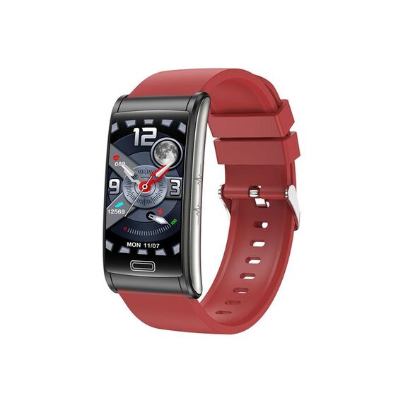 E600 Schermo a colori da 1,47 pollici Smart Watch Cinturino in silicone Supporto Monitoraggio della frequenza cardiaca / Monitoraggio della pressione sanguigna(Rosso)