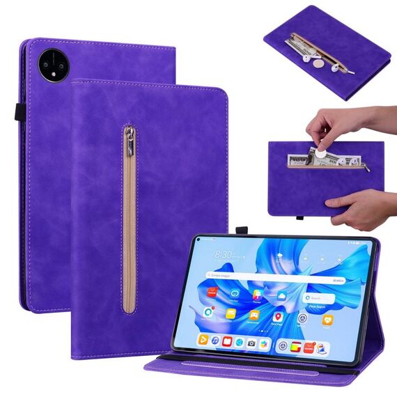 Custodia per tablet in pelle con cerniera tinta unita per Huawei MatePad Pro 11 2022 (viola)