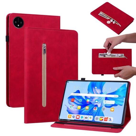 Custodia per tablet in pelle con cerniera tinta unita per Huawei MatePad Pro 11 2022 (rosso)