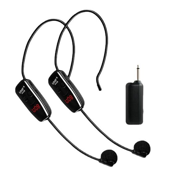 Altoparlante per amplificatore per cuffie audio per microfono wireless per esterni uno per due (nero)