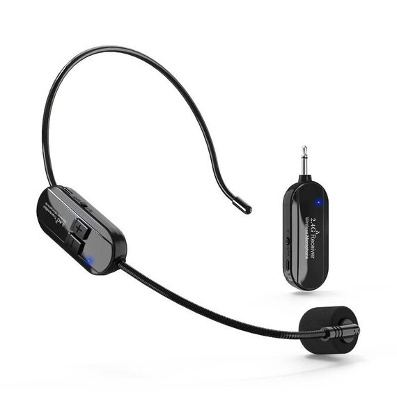 1 per 1 Interfaccia da 3,5 mm Microfono a condensatore montato sulla testa Wireless Altoparlante anti-ululato