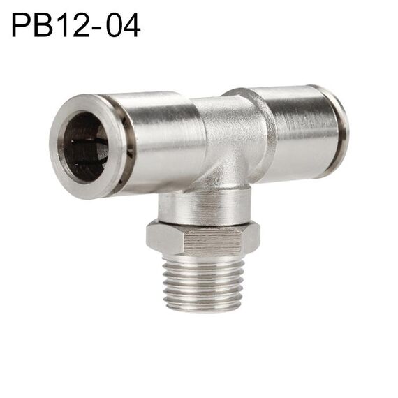 PB12-04 LAIZE Raccordo rapido pneumatico con ramo a T maschio in rame nichelato