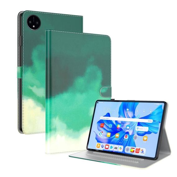 Per Huawei MatePad Pro 11 2022 Custodia per tablet in pelle con motivo ad acquerello (verde ciano)