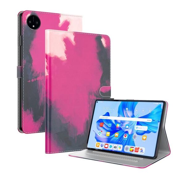 Per Huawei MatePad Pro 11 2022 Custodia per tablet in pelle con motivo ad acquerello (colore bacca)
