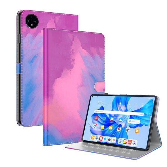 Per Huawei MatePad Pro 11 2022 Custodia per tablet in pelle con motivo ad acquerello (viola rosso)
