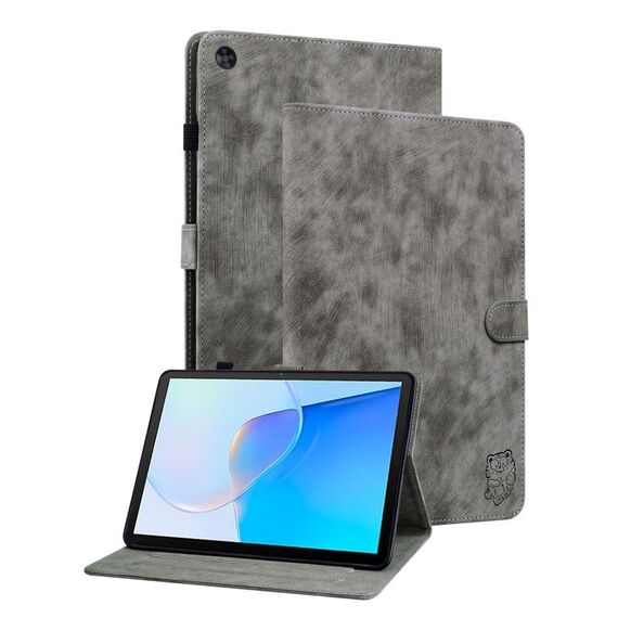 Per Huawei MatePad SE Custodia per tablet in pelle con motivo a tigre (grigio)