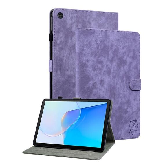 Per Huawei MatePad SE Custodia per tablet in pelle con motivo a tigre (viola)