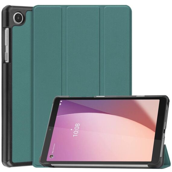 Per Lenovo Tab M8 4th Gen / TB-300FU Custer Custodia per tablet in pelle con supporto a 3 pieghe in puro colore (verde scuro)