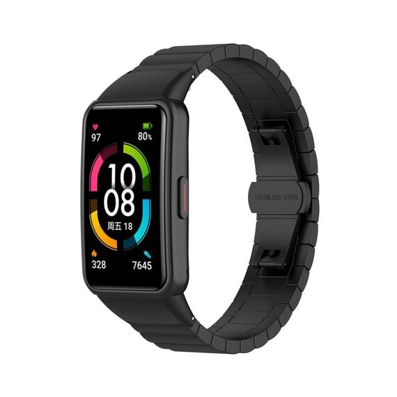 Per Honor Band 7 cinturino in acciaio inossidabile con una perla in metallo (nero)