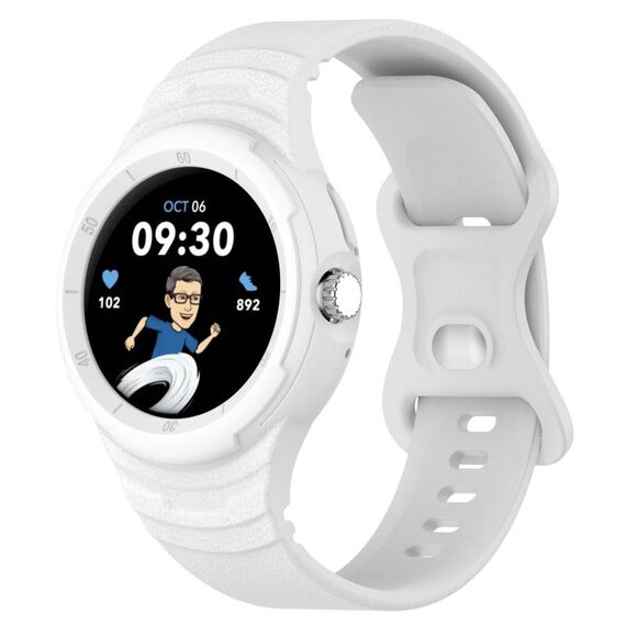 Per cinturino integrato in silicone con trama in pelle per orologio Google Pixel (bianco)