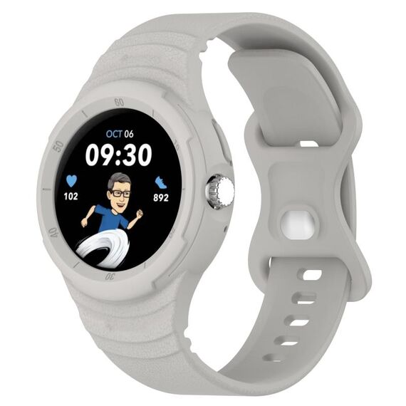 Per cinturino integrato in silicone con texture in pelle per orologio Google Pixel (grigio chiaro)