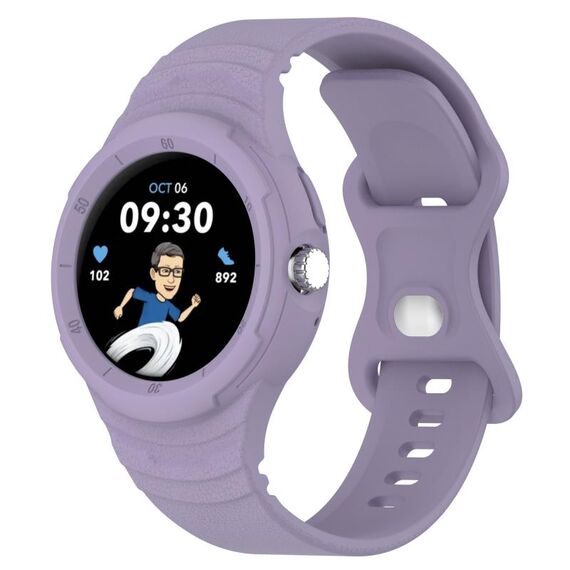Per cinturino integrato in silicone con texture in pelle per orologio Google Pixel (viola)