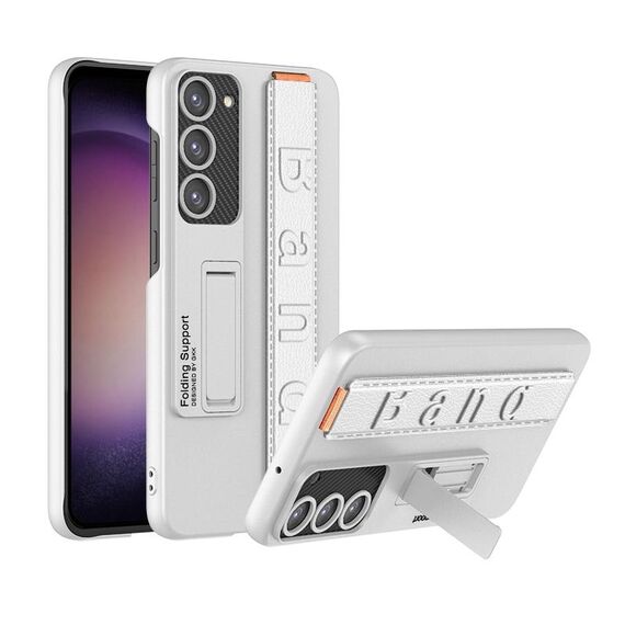 Per Samsung Galaxy S23 5G GKK Custodia per telefono antiurto con cinturino ultrasottile con supporto (bianco)