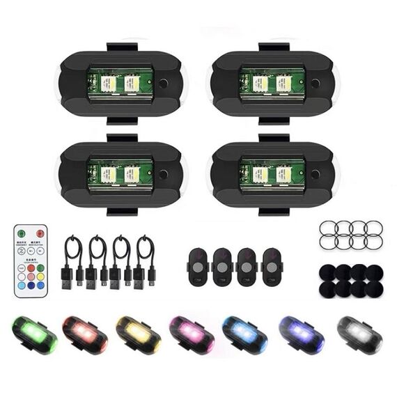 Vibrazione Telecomando Induzione Motocicletta Wireless Forte luce magnetica di avvertimento, specifica: 4 luci + 1 RC