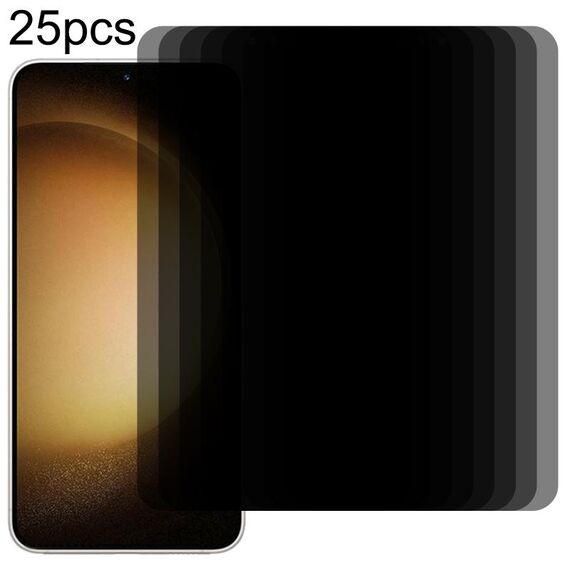 Per Samsung Galaxy S23+ 5G 25 pezzi Pellicola in vetro temperato per la privacy della superficie piatta, supporto per lo sblocco delle impronte digitali