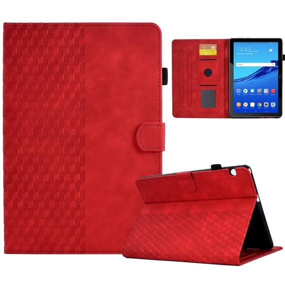 Per Huawei MatePad T5 10.0 Custodia Smart Tablet in pelle goffrata rombo (rosso)
